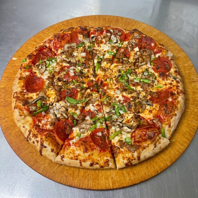 Papa J's Deluxe Specialty Pizza.